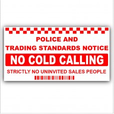 1 x No Cold Callers-SMALL 87x43mm-Salesman Calling Warning House Sticker-Self Adhesive Vinyl Door or External Window Sign